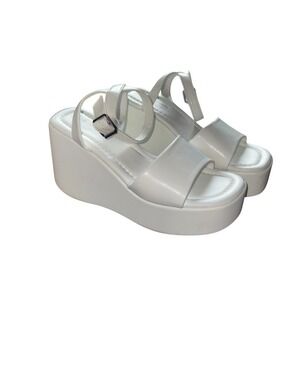 Call It Spring White Platform Wedge Sandals Size 37